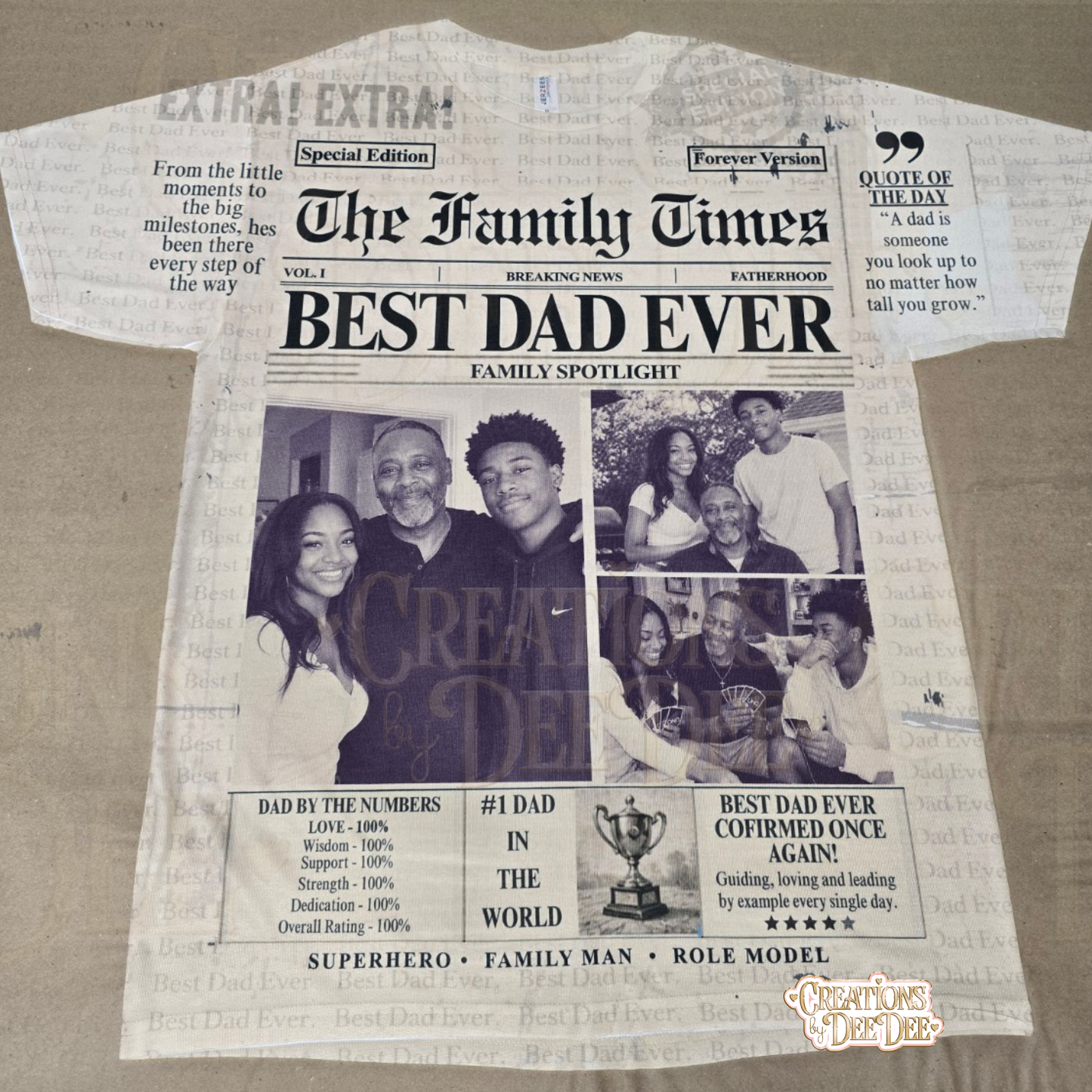 Personalized Father Newspaper 3D Shirt | Custom Dad Gift | Father's Day Newspaper Print | Best Dad Ever All Over Shirt