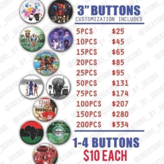3” Custom Buttons