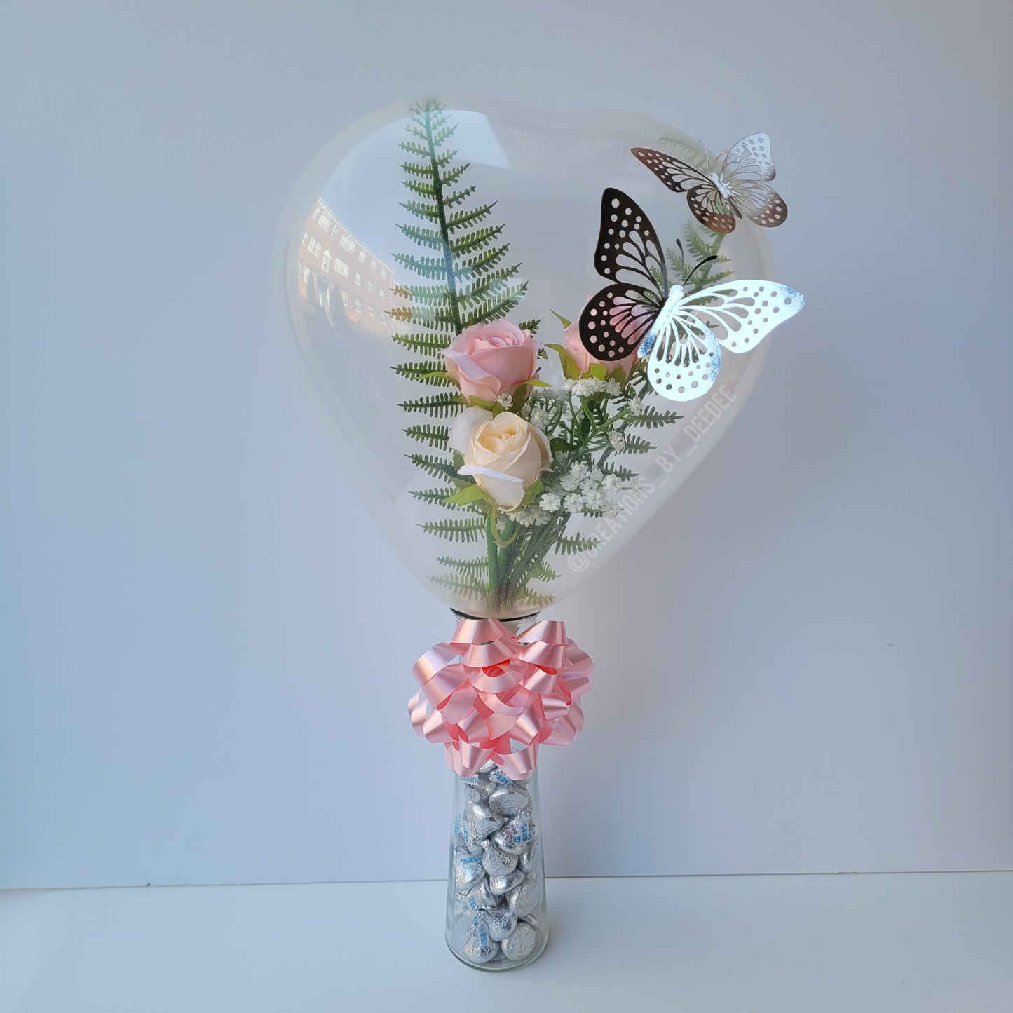 Heart Balloon Floral Arrangement w/ Hershey Kisses - PICK UP ONLY - NO DELIVERY/SHIPPING