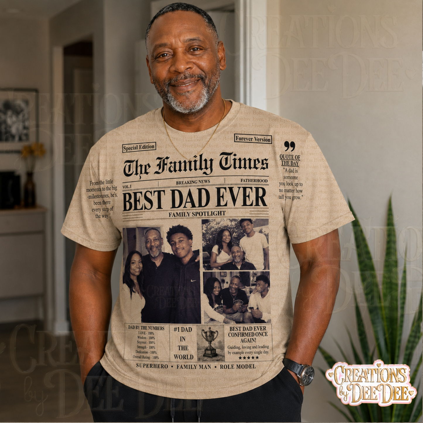 Personalized Father Newspaper 3D Shirt | Custom Dad Gift | Father's Day Newspaper Print | Best Dad Ever All Over Shirt