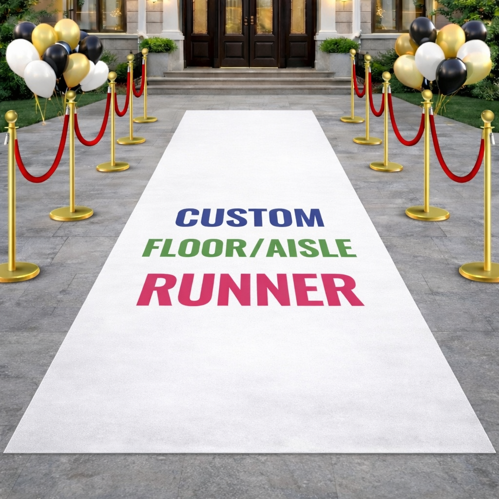 Custom 3x8ft Floor Aisle Runner – Personalized Photo Banner for Prom, Graduation, Birthdays, Weddings & Events