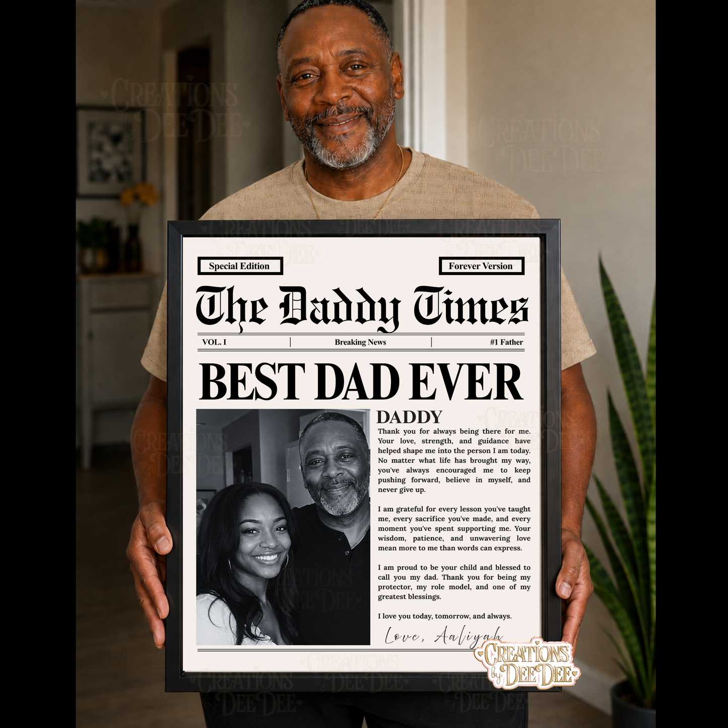Personalized Father Newspaper Poster | Custom Dad Gift | Father's Day Newspaper Print | Best Dad Ever Wall Art (FRAME YOURSELF)