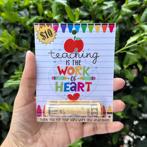 Teacher-Teaching is the work of heart-Money holder card