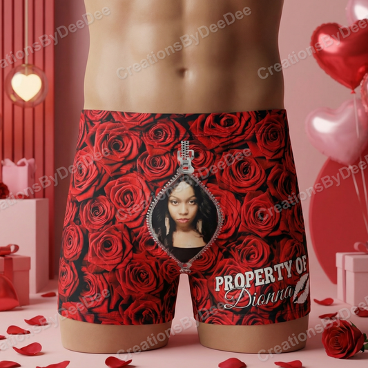 "Property Of" Boxers - Rose Design (PICK UP ONLY) Shipped orders will not be received in time for Valentines Day