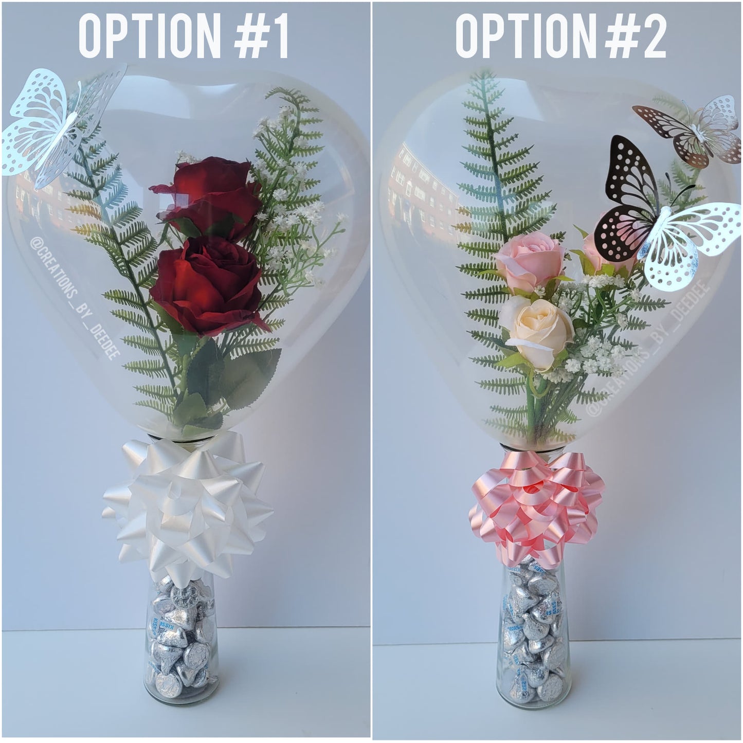 Heart Balloon Floral Arrangement w/ Hershey Kisses - PICK UP ONLY - NO DELIVERY/SHIPPING