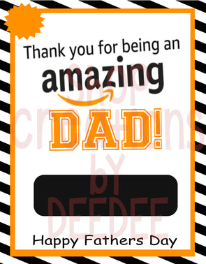 Thanks for being an amazing Dad - Money Holder Card template - JPG