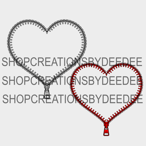 Heart Zipper PNG (silver and red)
