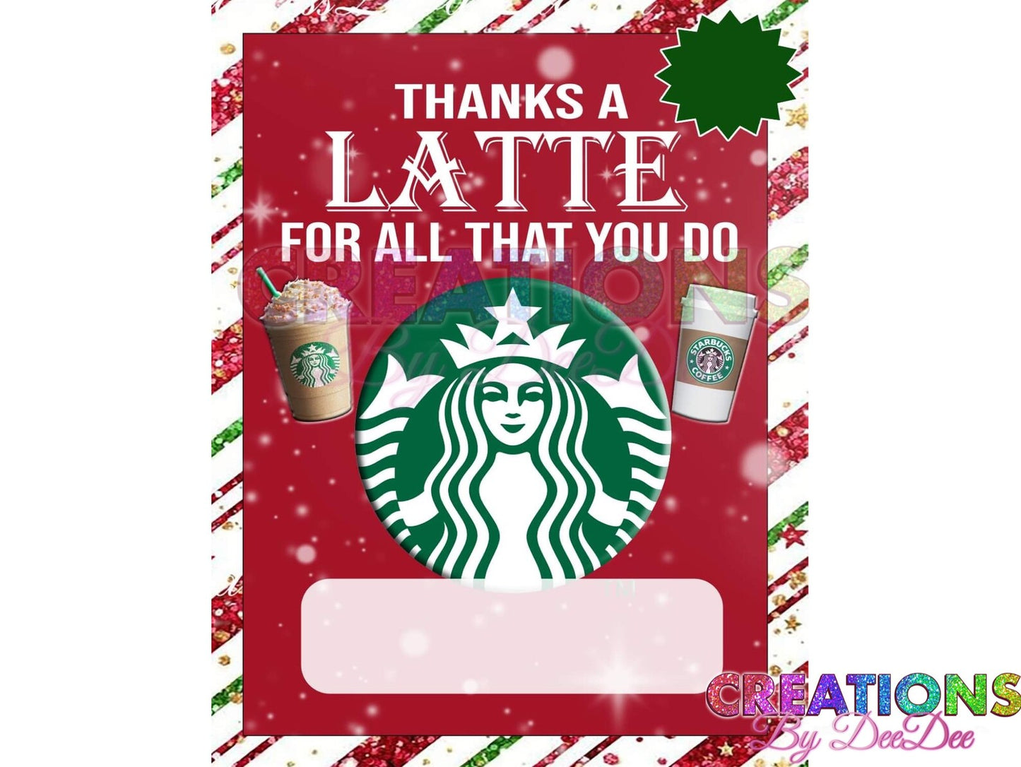 Thanks a latte Christmas-Money Holder Card template - JPG