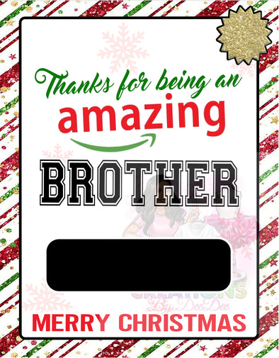 Thanks for being an amazing Brother - Money holder card