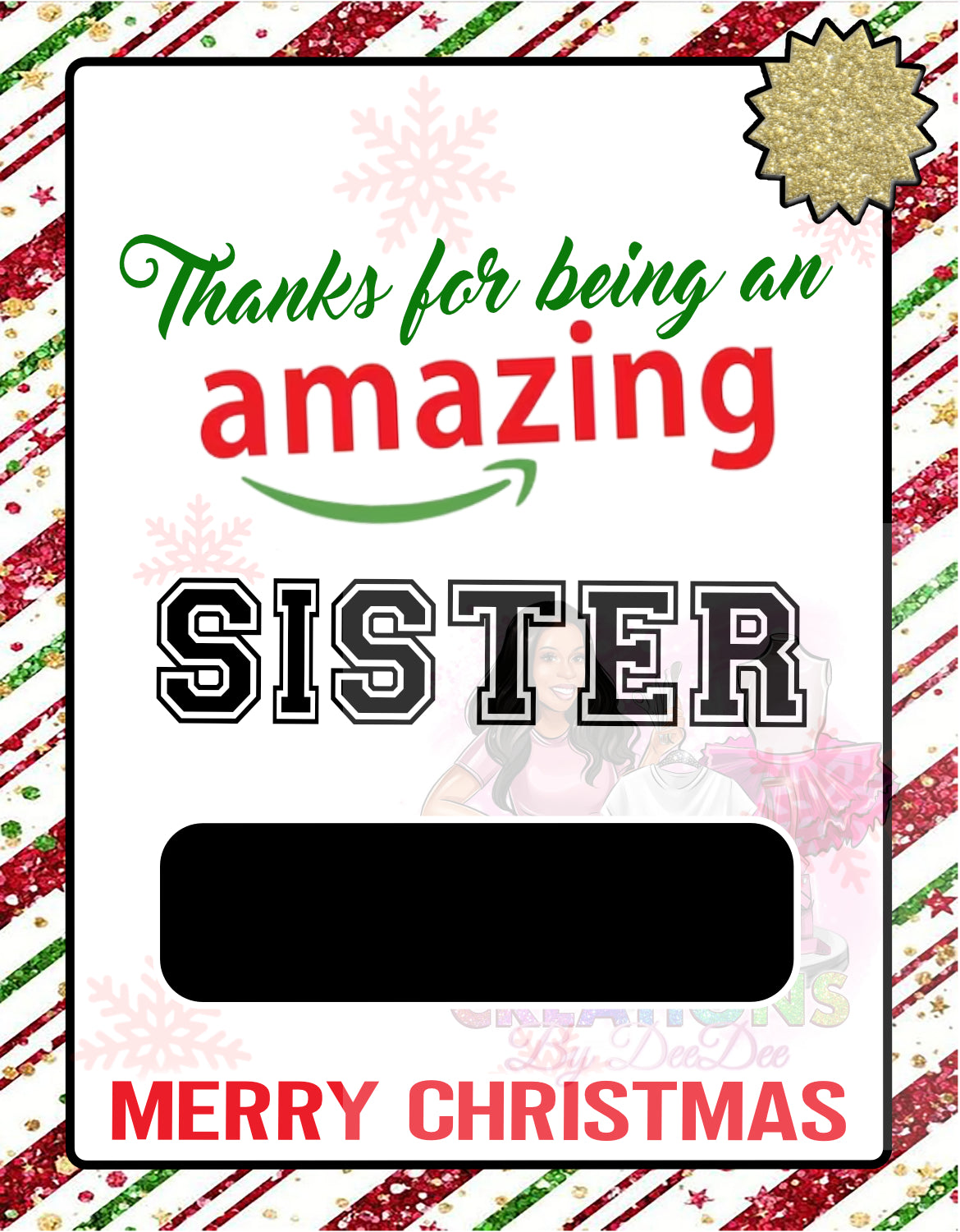 Thanks for being an amazing Sister - Money holder card