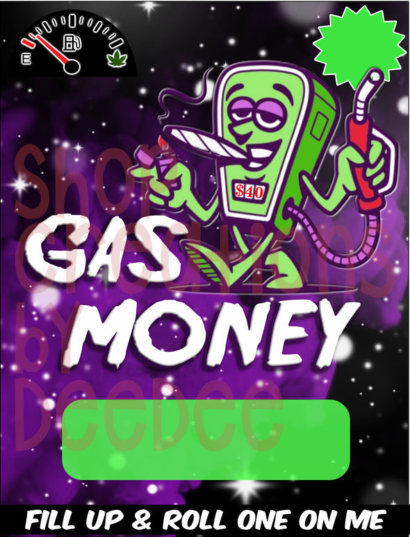 Gas Money - Money Holder Card template - JPG